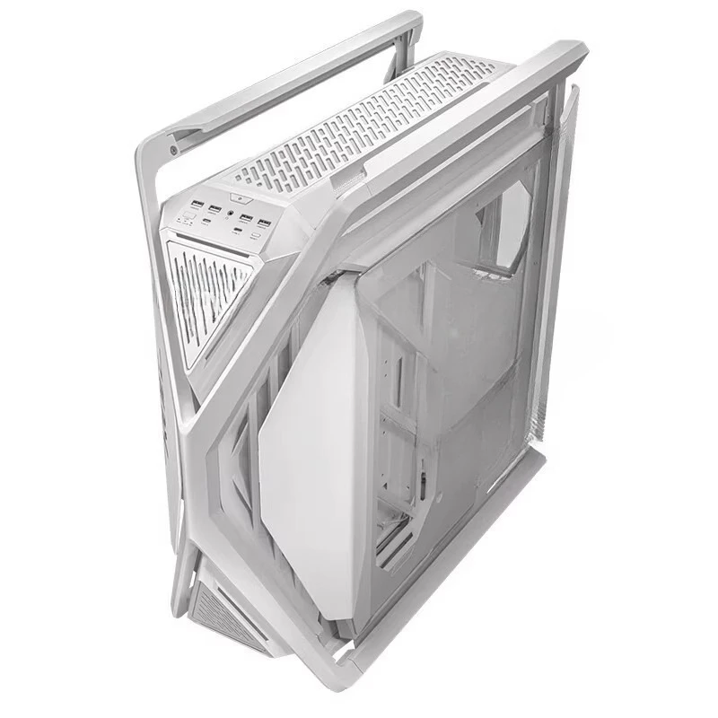 

White desktop computer full tower e-sports side through chassis, professional computer equipment