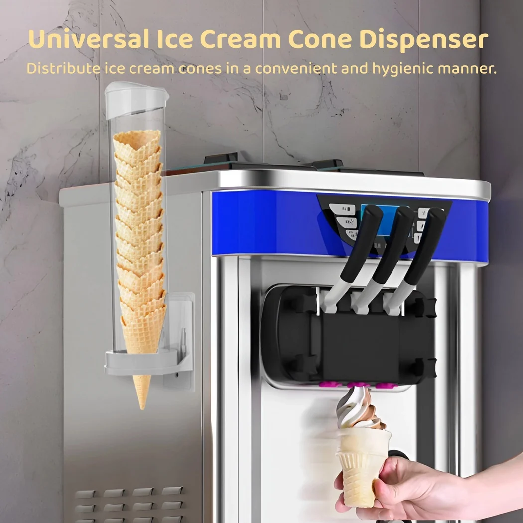 2Pcs Ice Cream Cone Dispensers Universal Waffle Cone Holders Waffle Cone Storage Tubes Adhesive Plates For Ice Cream Machine