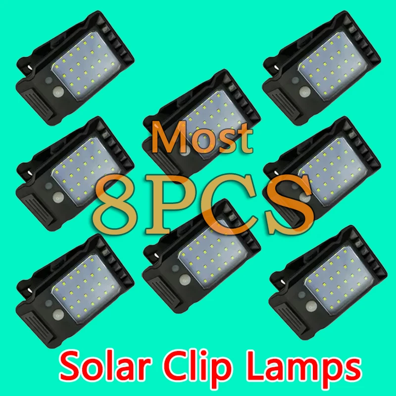 1/2/3/4/6/8Pcs Solar Clip Lights Outdoor Motion Sensor Lamps Waterproof  Portable Solar Wall Lights for Garden Camping Yard