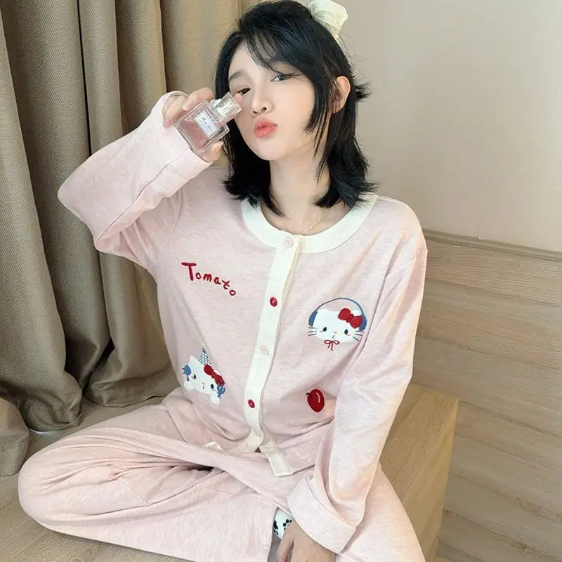 

Autumn and Winter Soft Fashion Ins Style Cute Cartoon Pajamas for Girls Cashmere Sweet HelloKitty Students Can Wear Home Clothes