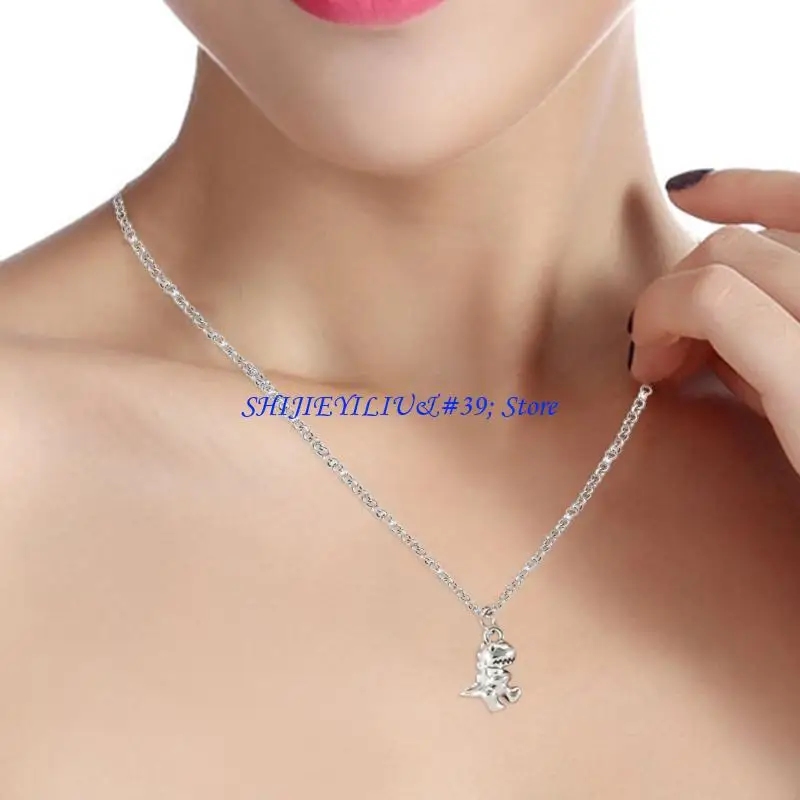 E21F Split Heart Necklace for Best Friend Dinosaur Jewelry Gifts for Girls