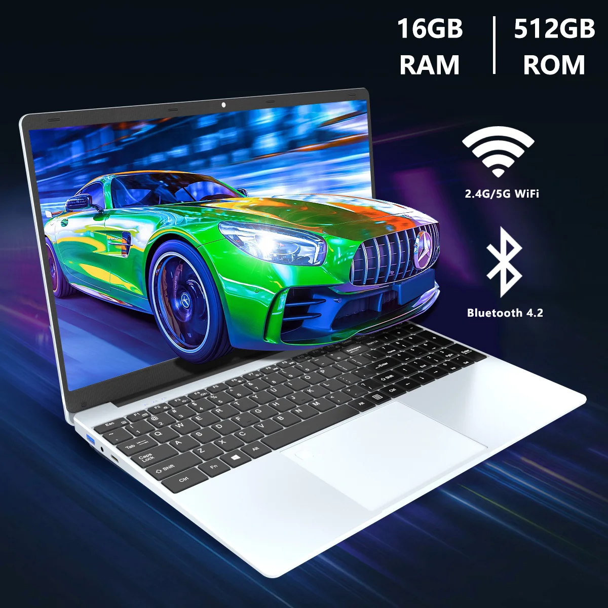 15,6-calowy laptop 16 GB 512 GB SSD Windows 11 Notebook Intel Celeron N5095 Podświetlany komputer biurowy z kamerą WiFI odcisków palców BT