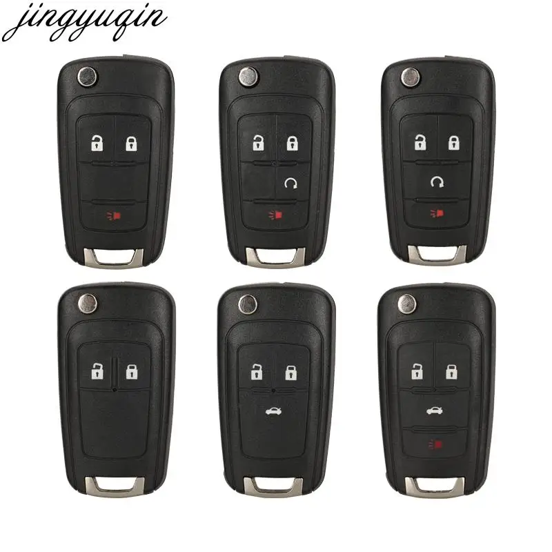 Jingyuqin cangkang kunci mobil Remote Flip untuk Chevrolet Aveo Cruze Epica Camaro Lova Impala Sail Spark OPEL Astra J Corsa E Buick