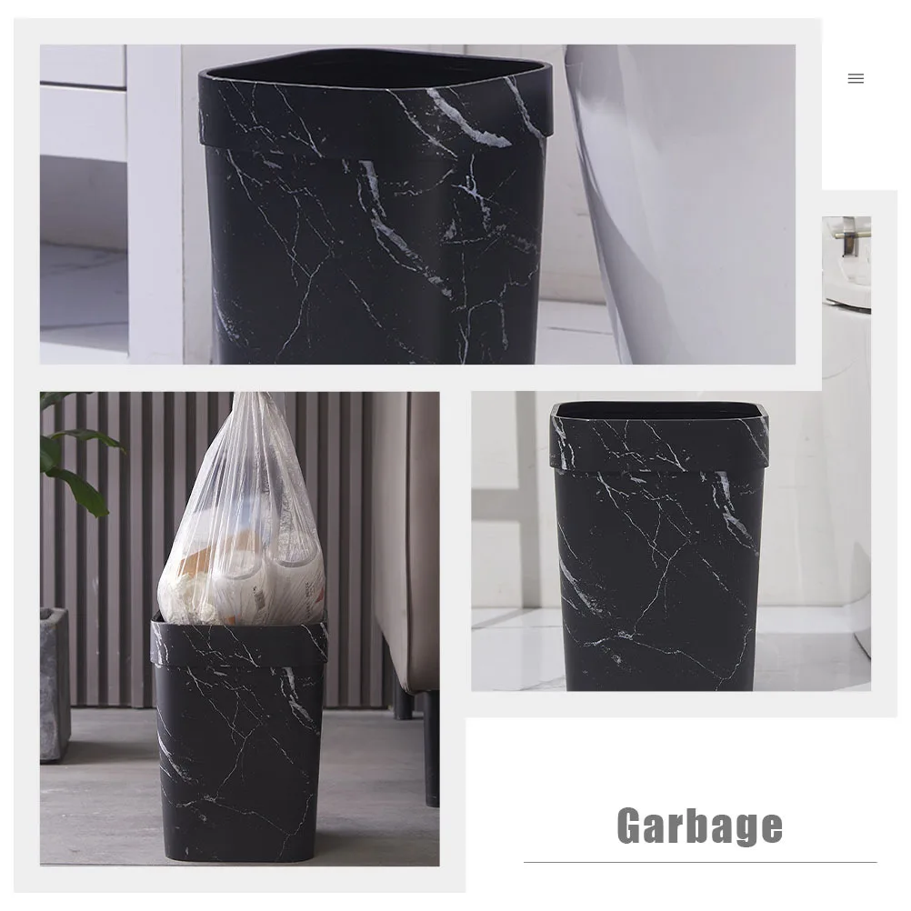 

Marble Trash Thickened Non-Slip Base Round Waste Bin Waste Container For Bathroom Kitchen Bedroom Home Garbage Container