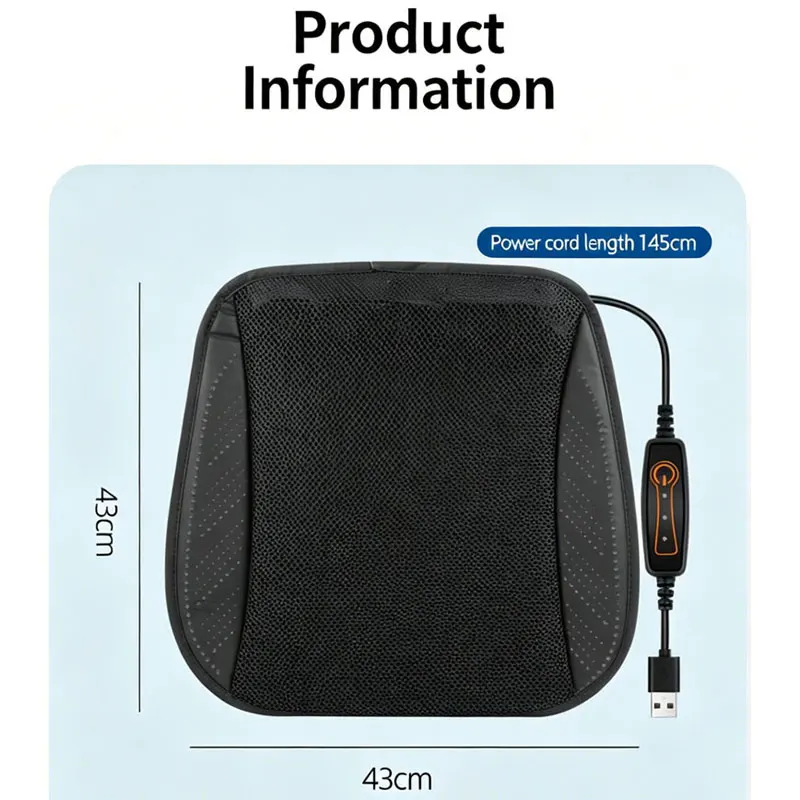 Car Cooling Seat Cushion With USB 8 Fans Ventilated Car Breathable Seat Cushion Quick Cooling 3-Speed Adjustable Seat Cushion view 6