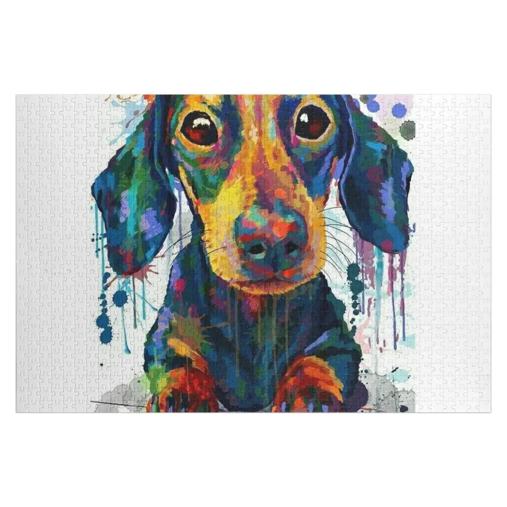 Dachshund Dog Art Jigsaw Puzzle Jigsaw Custom Custom Wood Wood Photo Personalized Puzzle