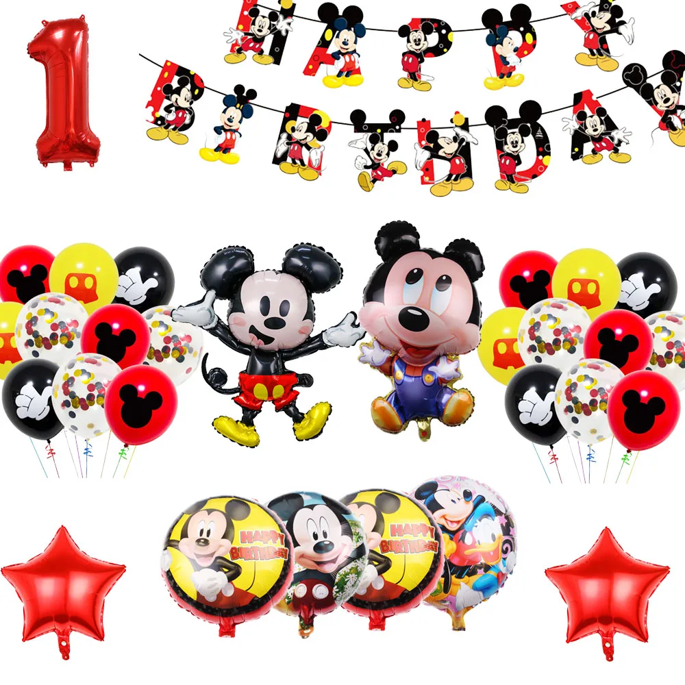 

Disney Mickey Mouse Decorative Balloons For Party Accessories Supplies Latex Foil Globos DIY Festivel Gifts Children's Birthdays