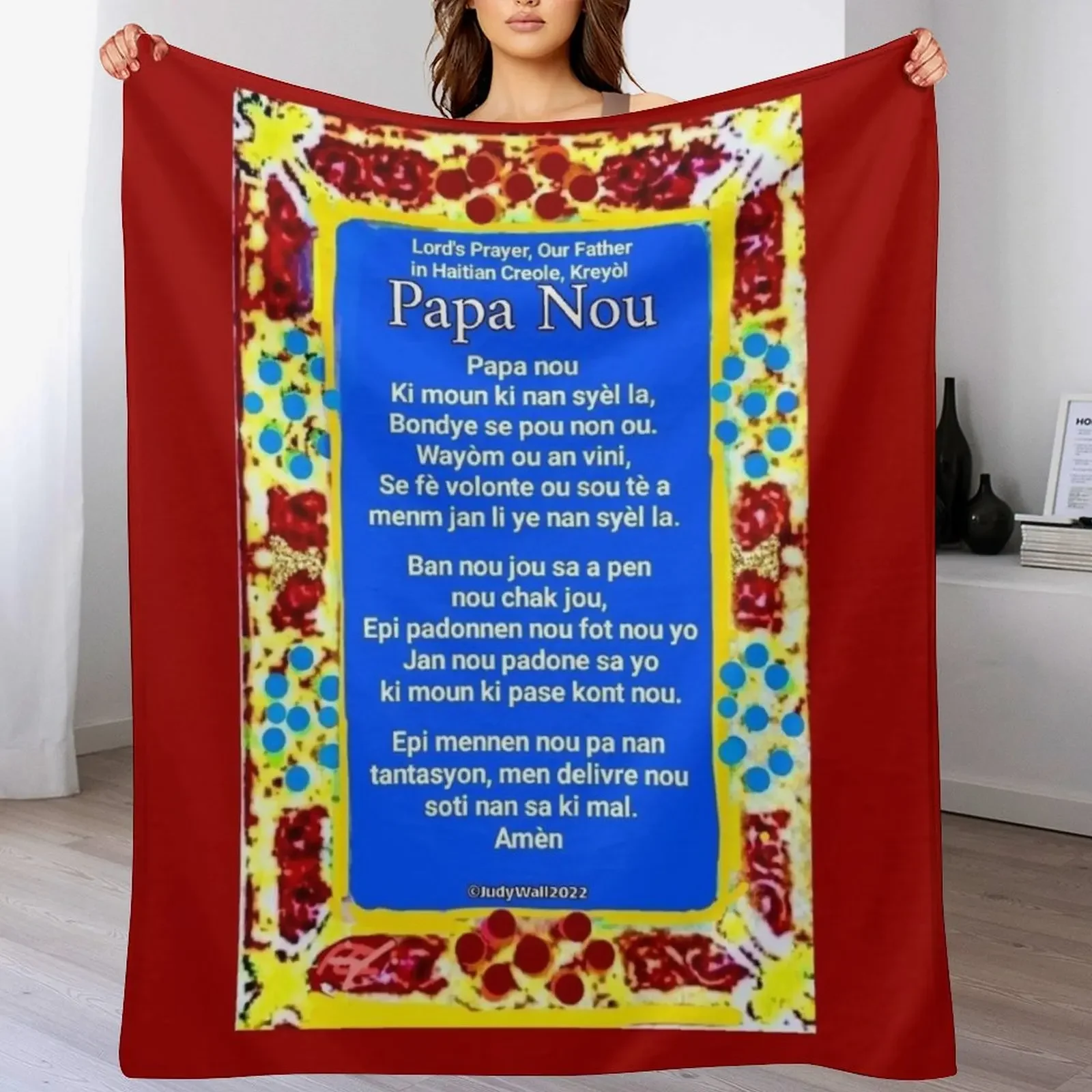 Haitian Creole, Lord's Prayer, Our Father, Papa Nou Throw Blanket Softest Nap Blankets