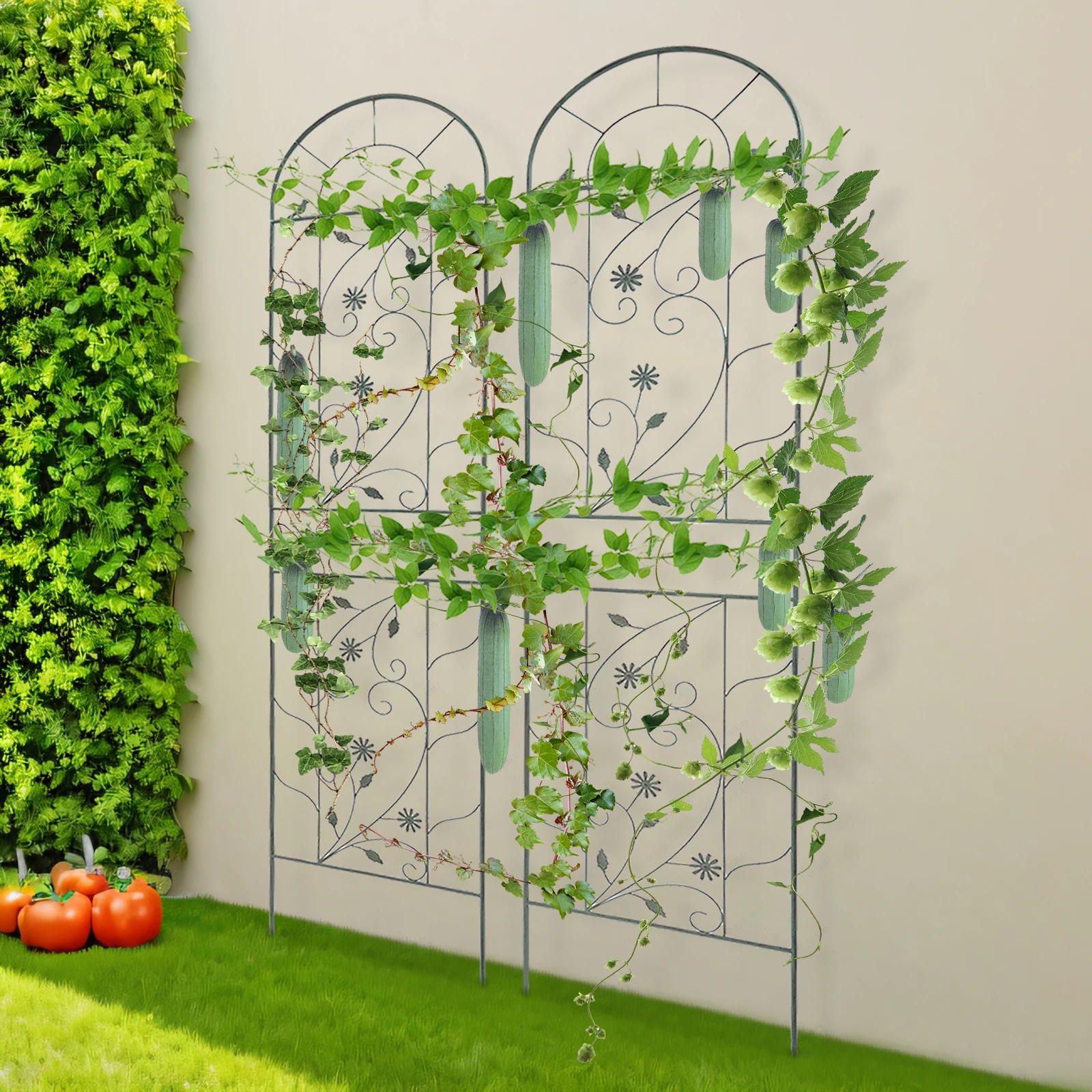 

Green/White Outdoor Garden Climbing Vine Frame Metal Garden Fence Climbing Plant Frame Climbing Flower Board