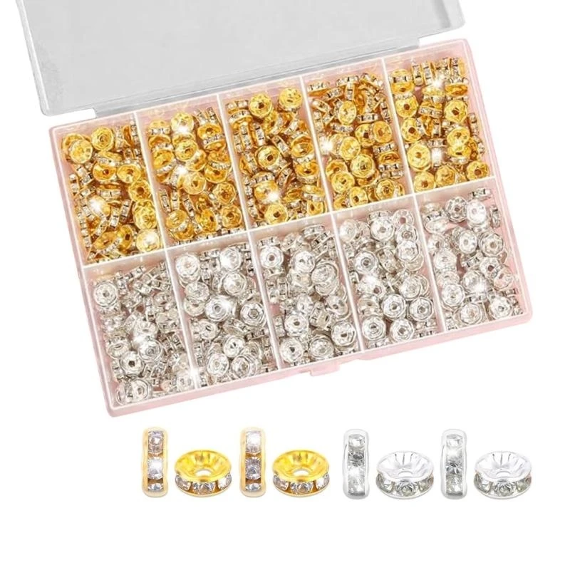 

600Pcs Loose Beads Bulk Spacer Beads Set Rhinestones Bead Jewelry Making Supplies Necklace and Bracelet Components 55KA