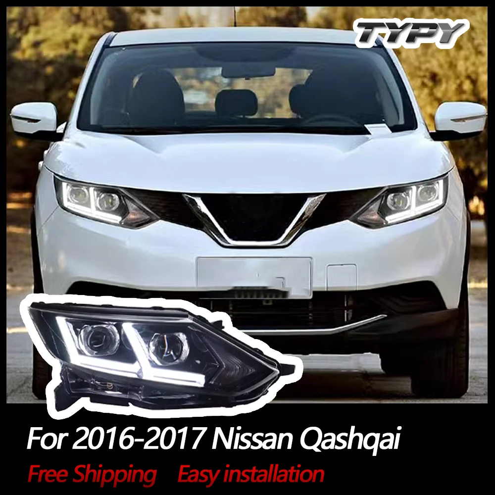 TYPY New LED Headlight Upgrade Modified Full Head Lamp For Nissan Qashqai 2016-2017 Turn Signals Daytime Running Lights