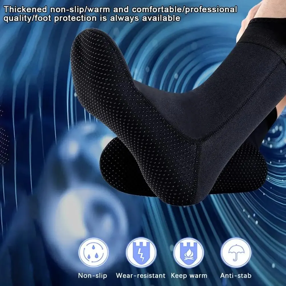 1 Pair Neoprene Water Socks 3mm, Sand Proof Beach Volleyball Socks Water Shoes Diving Boots for Outdoor Water Sports