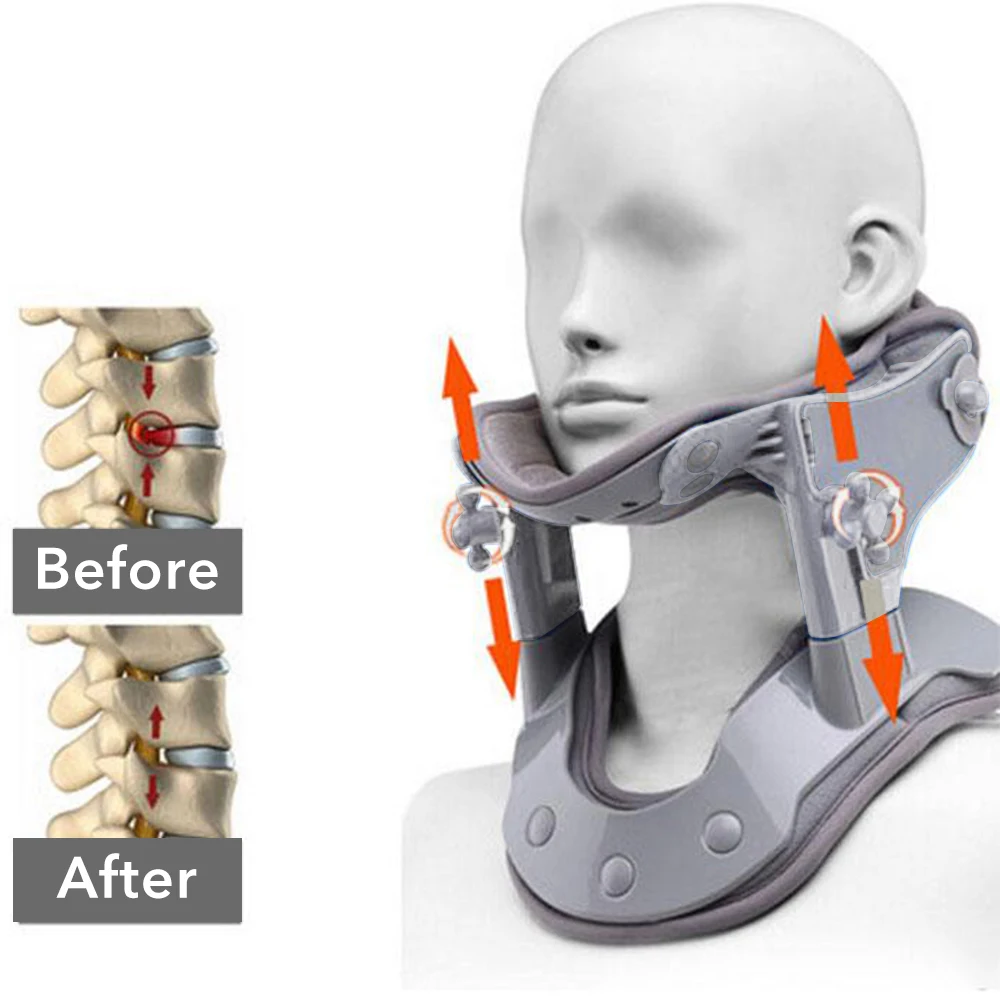 Adjustable Neck Traction Device Heating Neck Stretcher Cervical Traction Spine Collar Support  for Muscle Relaxation Home Office
