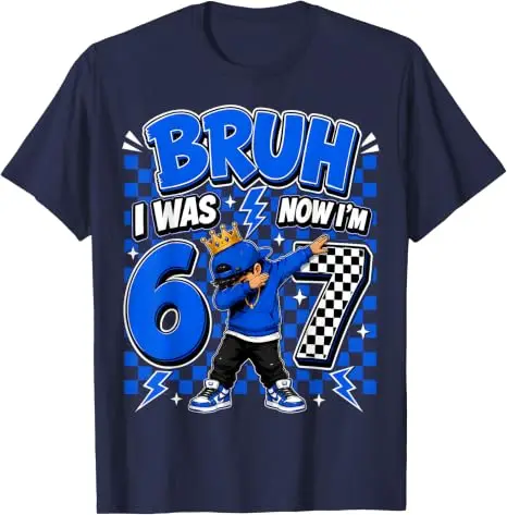 Modekleidung für 7-jährige Jungen, Bruh, ich war 6, jetzt bin ich 7, Dabbing 7. Geburtstag Jungen Sechs-Sieben T-Shirt, Humorvolles 67 Spruch-T-Shirt Geschenke – Detail 17