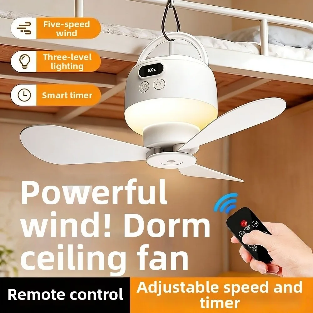 

Rechargeable Ceiling Fan Light Energy Saving Intelligent Hanging Fan Light 3 Gears with Remote Control Electric Fan Night Lamp