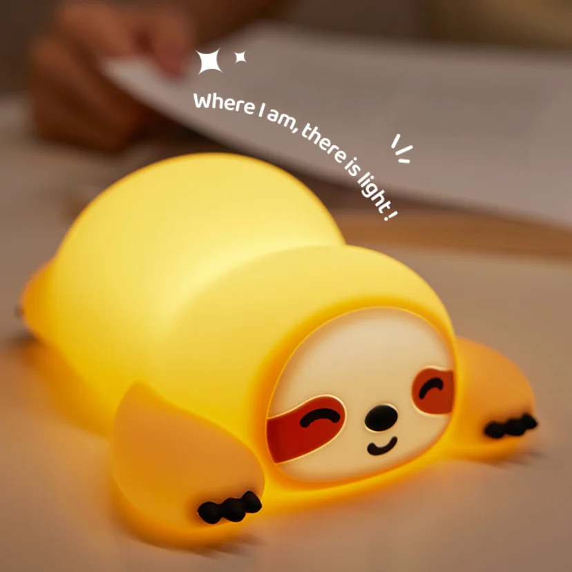 

Ленивец силиконовый ночник для сна Pat Lamp USB перезаряжаемый ночник для детей подарок декор комнаты милая модель животного