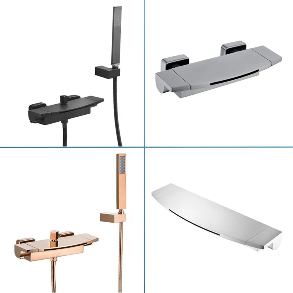 

Bathtub bathroom faucet hot and cold shower set bathroom bath brass cylinder-side waterfall mixing valve,L24303