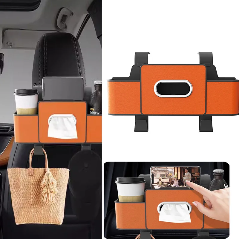 

Multifunction leatherr Interior Storage Bag Car Backseat Organizer Hanging Seat Back Tissue Water Cup Holder Auto Accessories