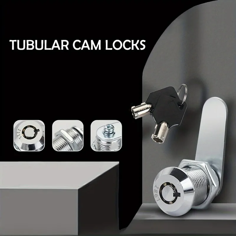 Paquete de 4 Cerraduras Tubulares de 5/8 Pulgadas con Llave, Cerradura de Metal Pulido para Buzón, Gabinete, Máquina Expendedora, RV, Repuesto de Cerradura