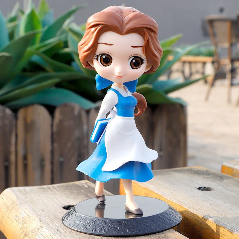 Figura Belle de la serie Q de Disney, muñeca articulada de PVC de 14cm, modelo coleccionable de La Bella y La Bestia con Base de exhibición, regalo coleccionable