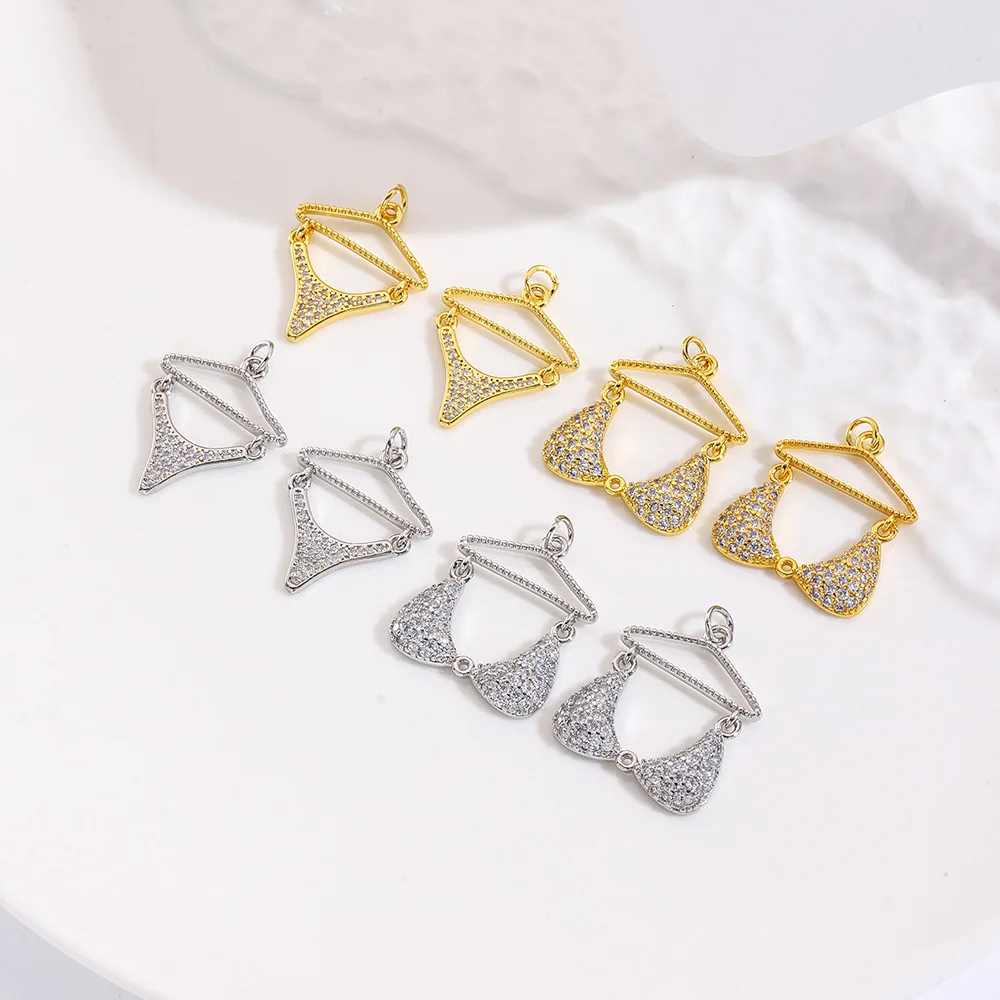 

4Pcs Summer Beach Bikini Underwear Panties Pendant Women's Copper Personality Swimsuit Swimsuit Necklace Pendant Accessories