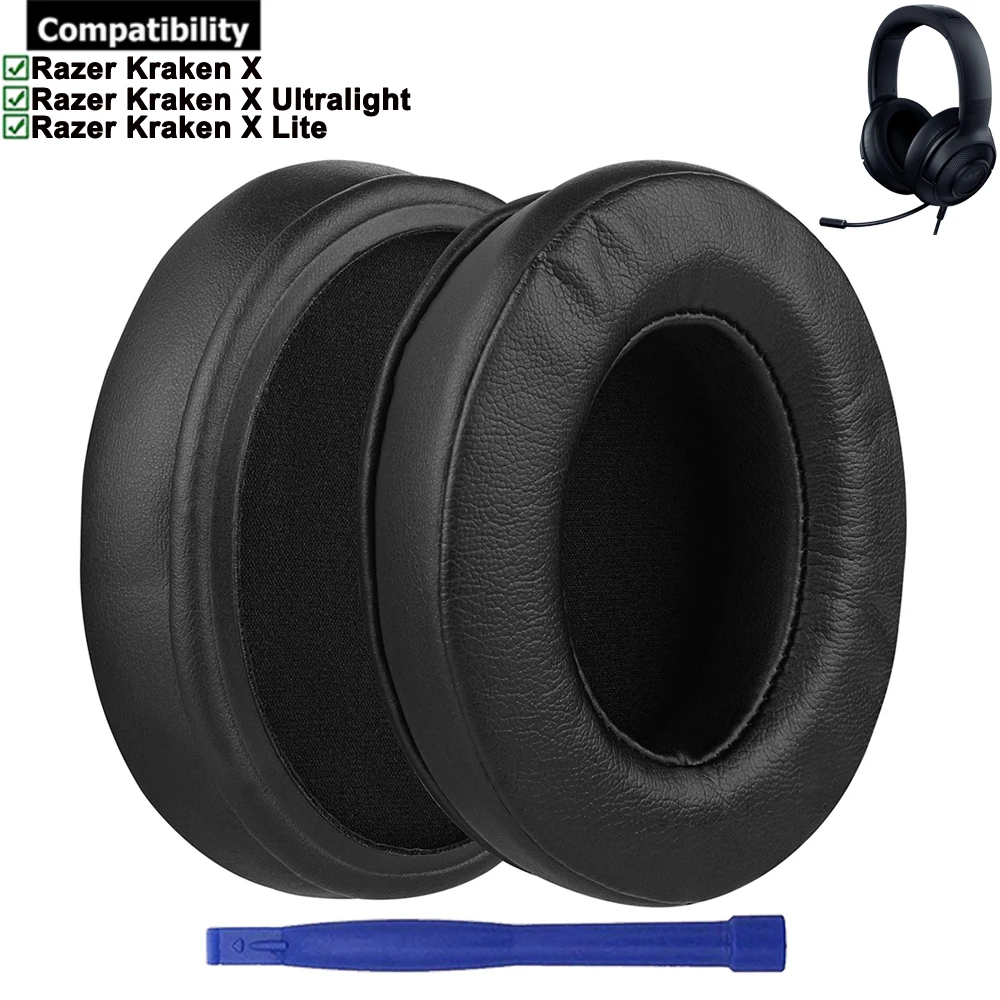Almohadillas de repuesto de cuero proteico QuickFit, almohadillas para los oídos, piezas de reparación de cojines para auriculares Razer Kraken X Ultralight Lite