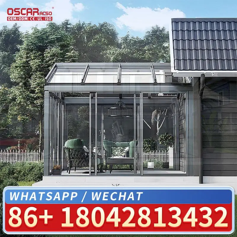 Movable Foldable Triangular Sunroom with Tempered Glass for Garden Patio Winter Use sunroom