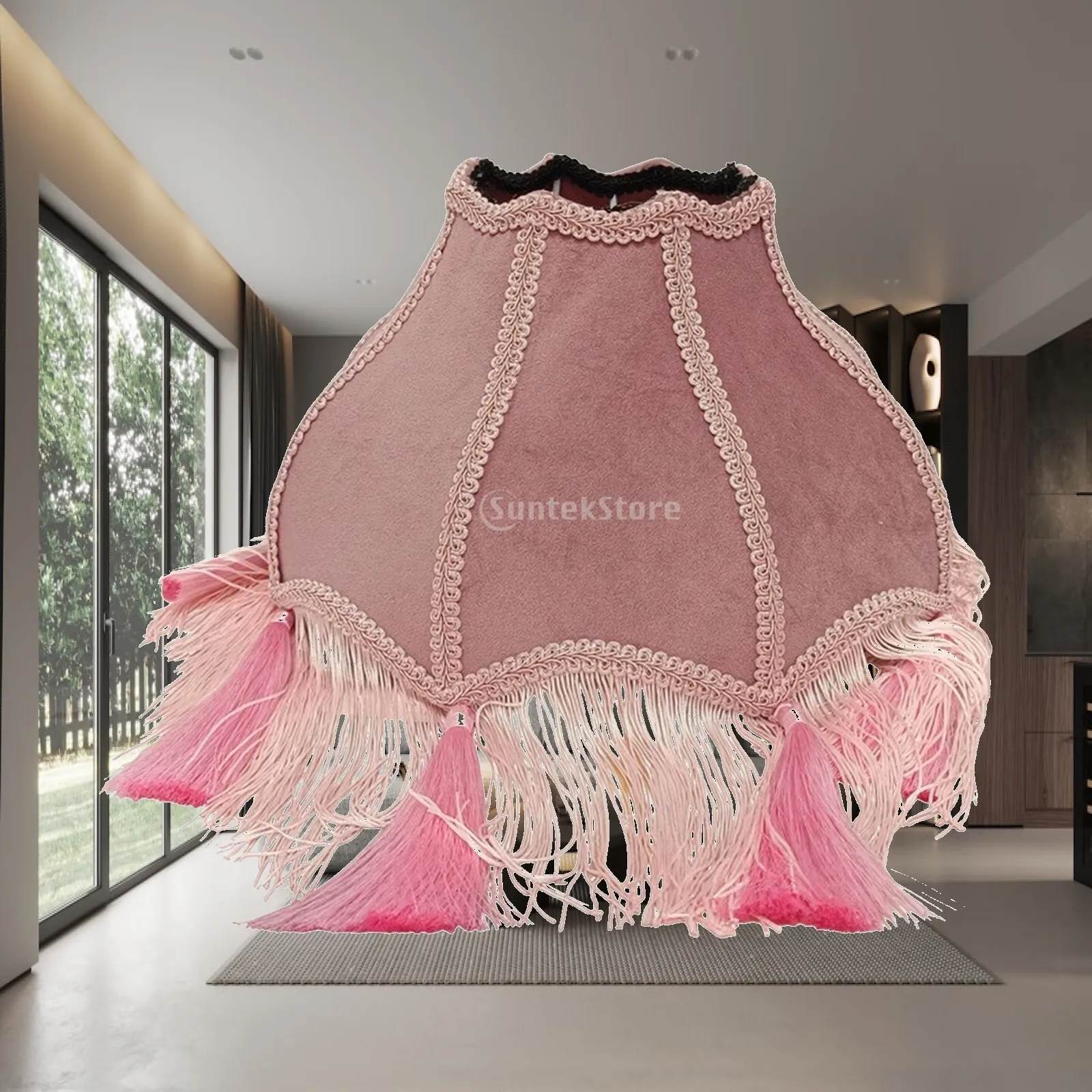 Dome Lampshade with Tassels Eye-Catching Scalloped Lampshade with Fringe Lamp Shade Ambient Inviting for Table Lamps