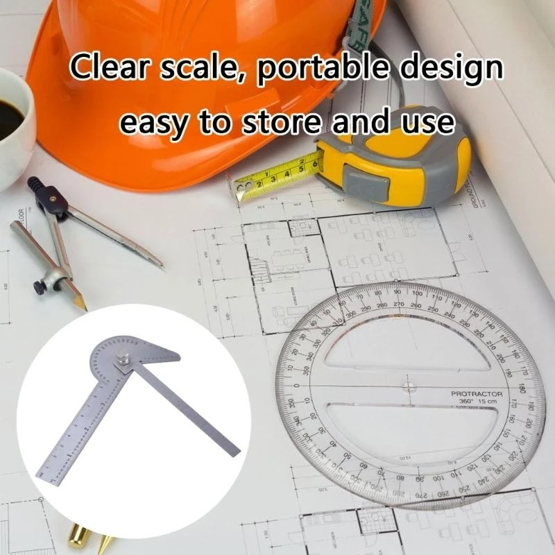 Transferidor 4 polegadas fácil transporte com aço escala transparente para reformas domésticas e criação a2bb
