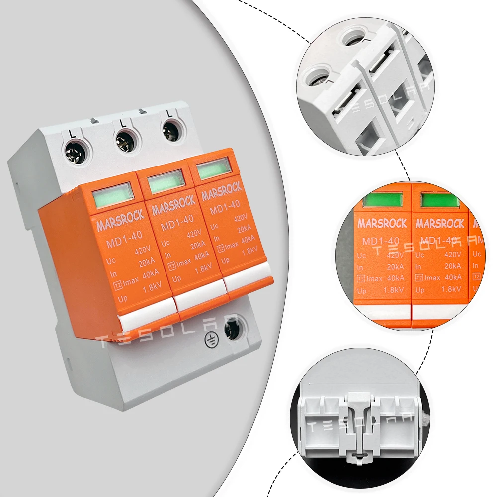 Imagem -03 - Imax 40ka ac Fase Protetor contra Surtos de Vento Dispositivo Protetor contra Surtos Dispositivo Protetor Spd 420v