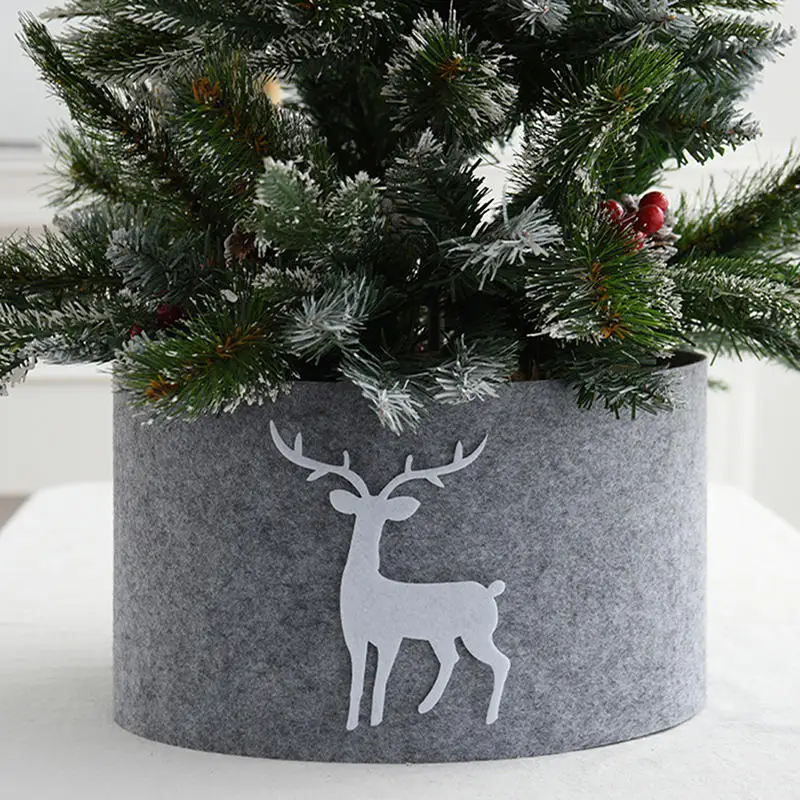 60/90/120cm Tree Skirt Deer Printed Christmas Tree Skir Xmas Tree Mat Christmas Tree Basket New Year Gift Party Decoration