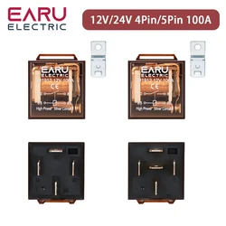 1Pcs Waterproof Automotive Relay DC 12V 24V 100A 4Pin 5Pin SPDT Car Control Device Car Relays DC 24V High Capacity Switching