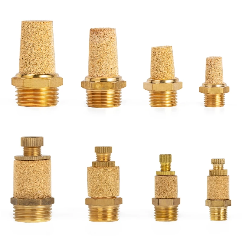 

1PC Pneumatic Exhaust Muffler Silence M5 1/8 1/4 3/8 1/2 3/4 BSP Male Thread For Air Noise Brass Adjustable Long Short STL SLL