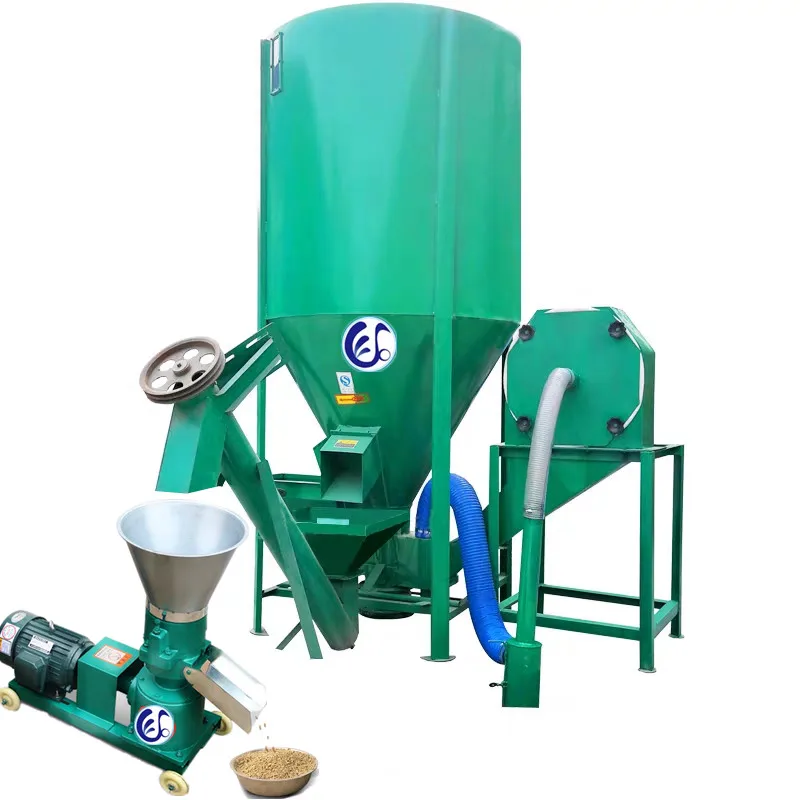 

March Special Offer Best choice for small farmer 1 ton animal feed grinder and feed mixer machine