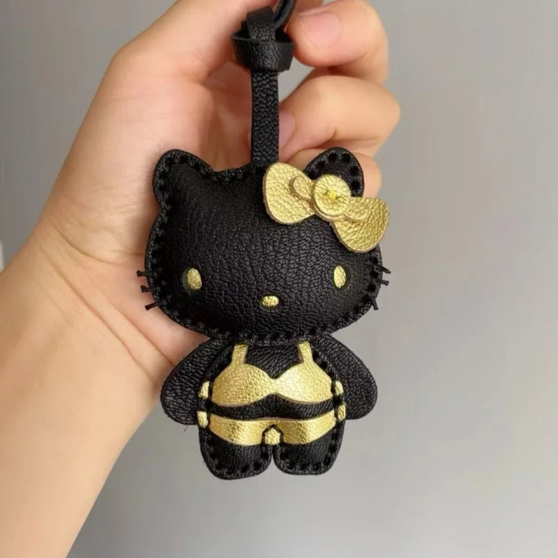 Niedlicher Kätzchen-Plüsch-Schlüsselanhänger, PP-Baumwolle gefüllt, schwarz, hochwertiges Cartoon-Tier-Rucksack-Anhänger, Geldbörsen-Anhänger, dekoratives Geschenk