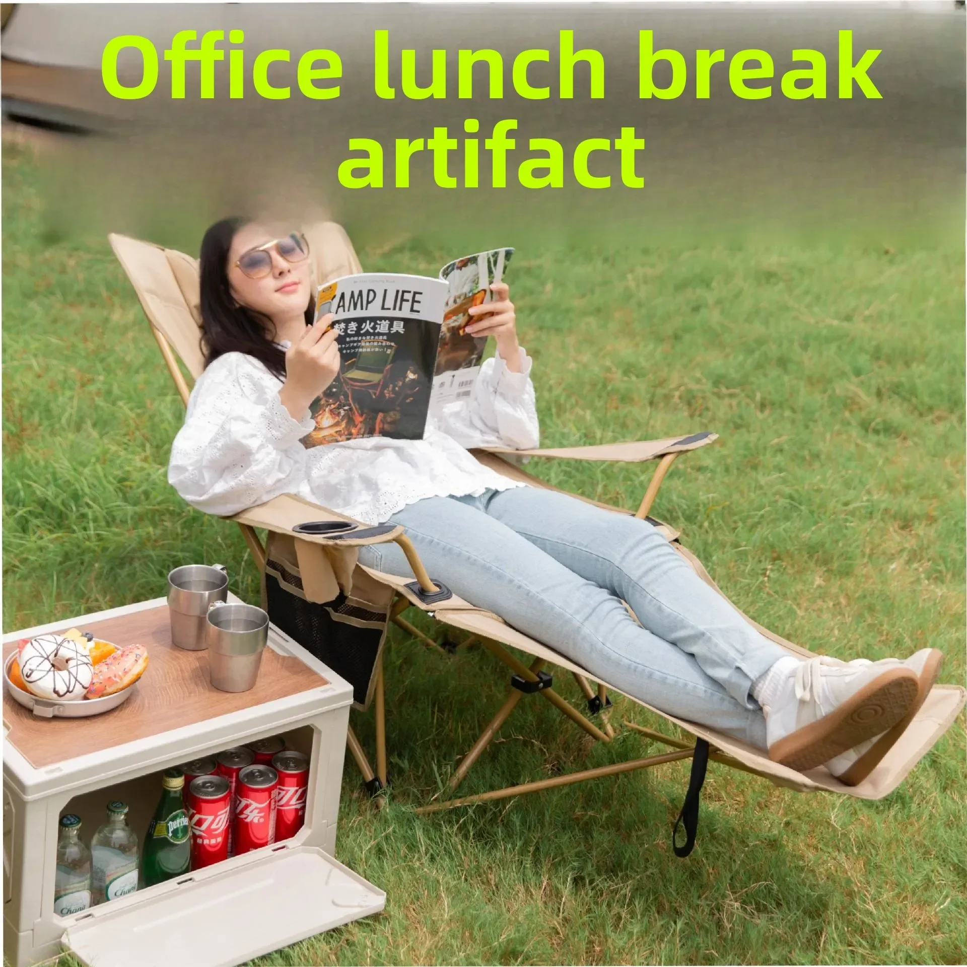

Outdoor Outdoor Camping Lunch Break Folding Camping Portable Ottoman Beach Chair Sitting and Reclining Chair