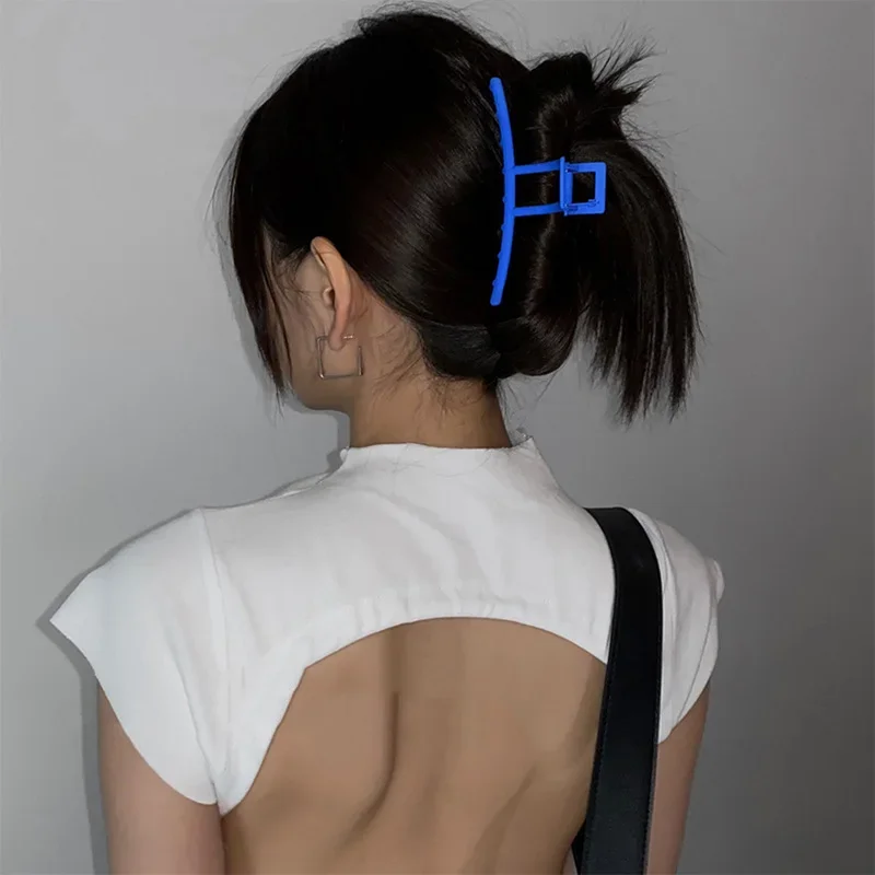 

Premium Fluorescent Matte Shark Hair Claw Clip Cornflower Blue for Women Shower Updo Back Head Daily Use High Quality