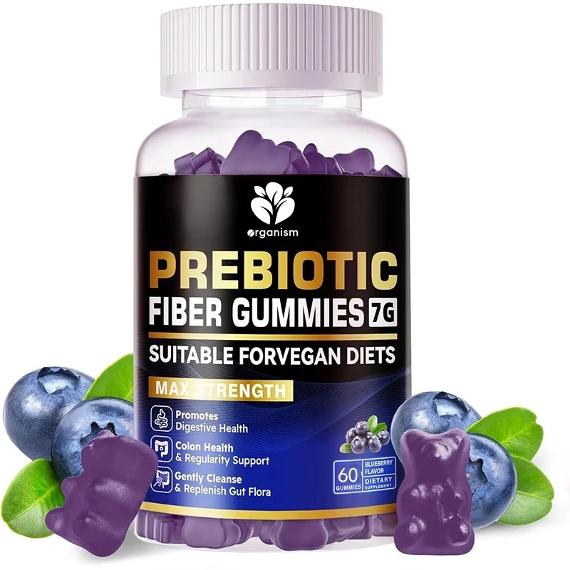 

Жевательные конфеты из пребиотического волокна для взрослых, добавляемые без сахара - жевательные конфеты на основе пектина на 60 пектинов, поддержка пищеварительной здоровья и обычности - черника