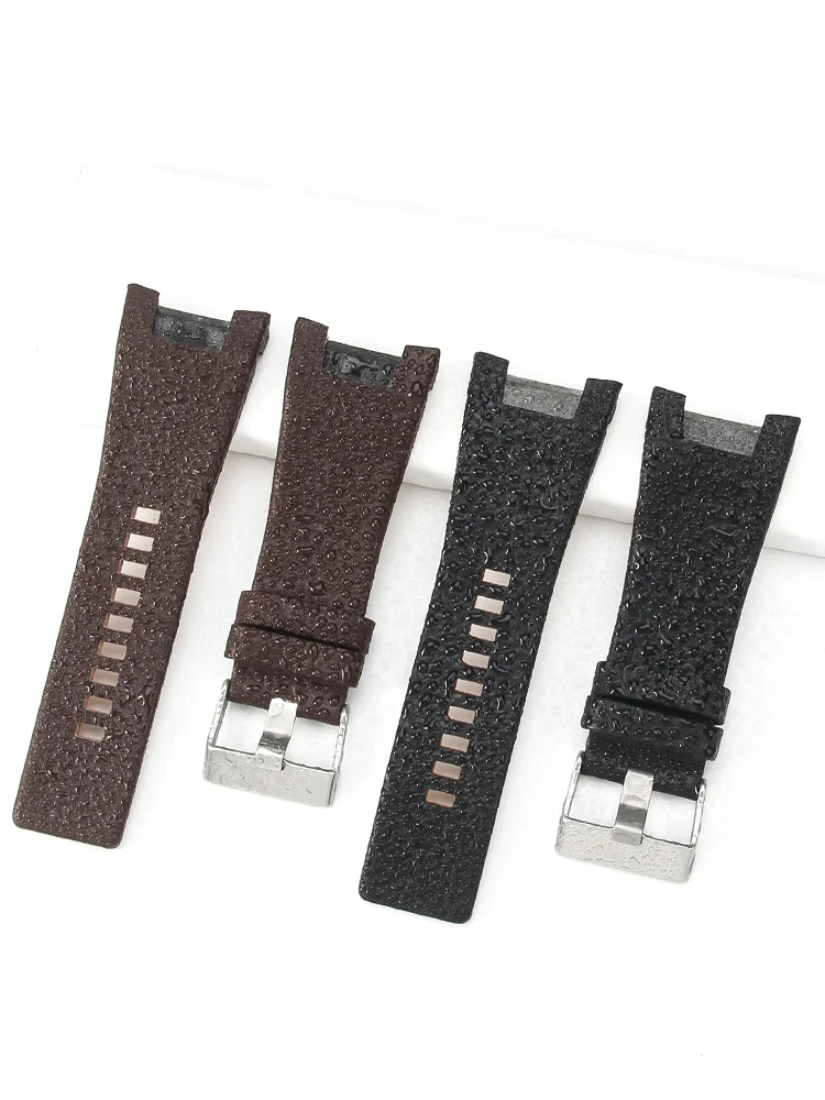 Soft Watchbands for Diesel Dz1273/4246 Waterproof Genuine Leather Concave Interface Men\'s 32mm Replace Accessories