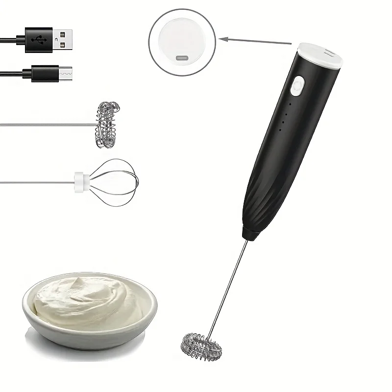 رغوة الحليب الكهربائية اللاسلكية - رغوة صغيرة محمولة للقهوة والكابتشينو والماتشا، خلاط وخلاط قابل لإعادة الشحن