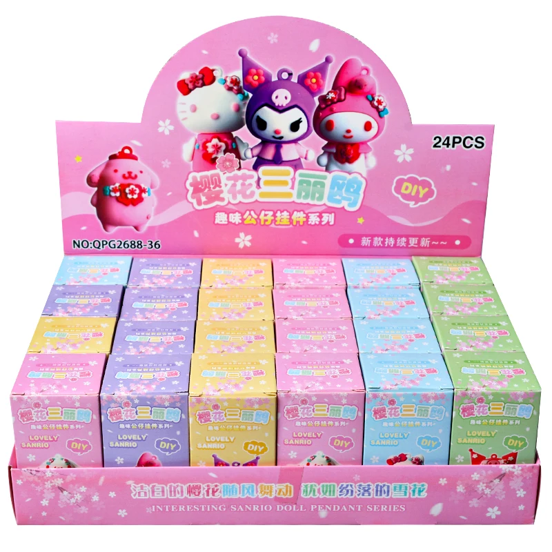 Hot Selling Original Box 24 Pcs/Set Anime Hello Kitty Kuromi Blind Box Keychain Birthday Gift For Children\'s Toys