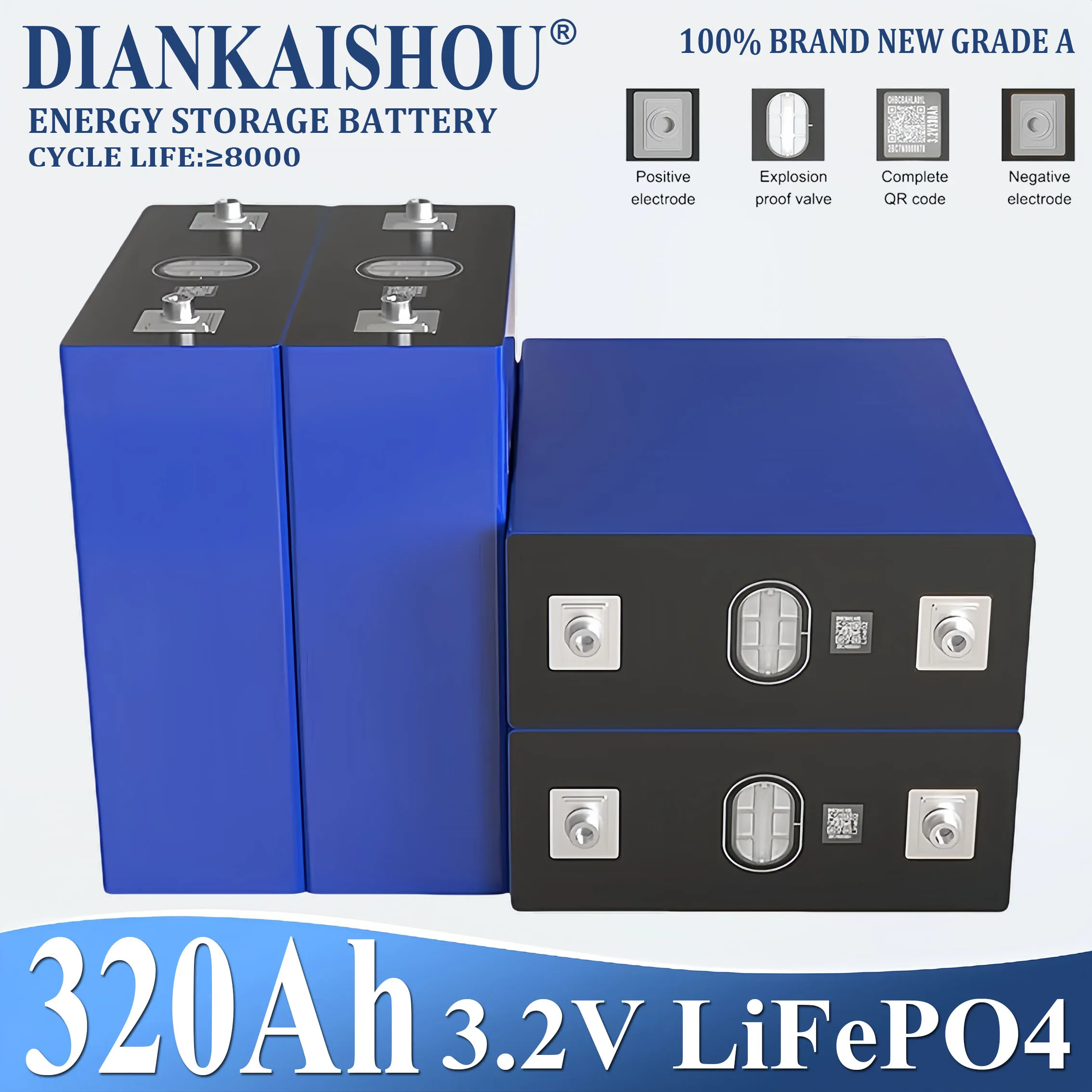 

8000 cycle 3.2V 320AH Lifepo4 Battery DIY 12V 24V Rechargeable Lithium Iron Phosphate Cell For Golf Cart Boat Grade A Duty Free