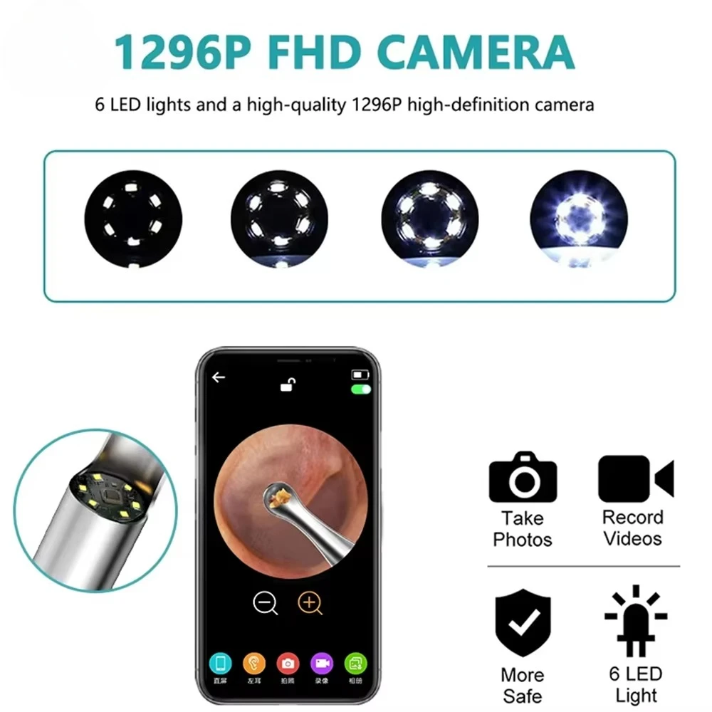 1080P HD Smart Electric Ear Cleaning Kit Visual Camera Efficient Ear Dirt Removal USB Power for Personal Household Hotel Use