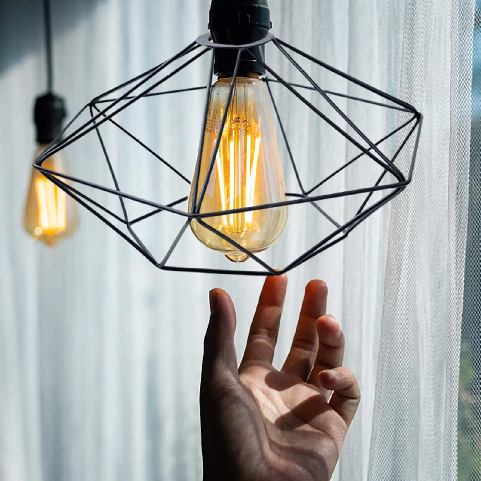 Wire Cage Lamp Shades Industrial Black Lampshade Guard for Cage Sconces Home