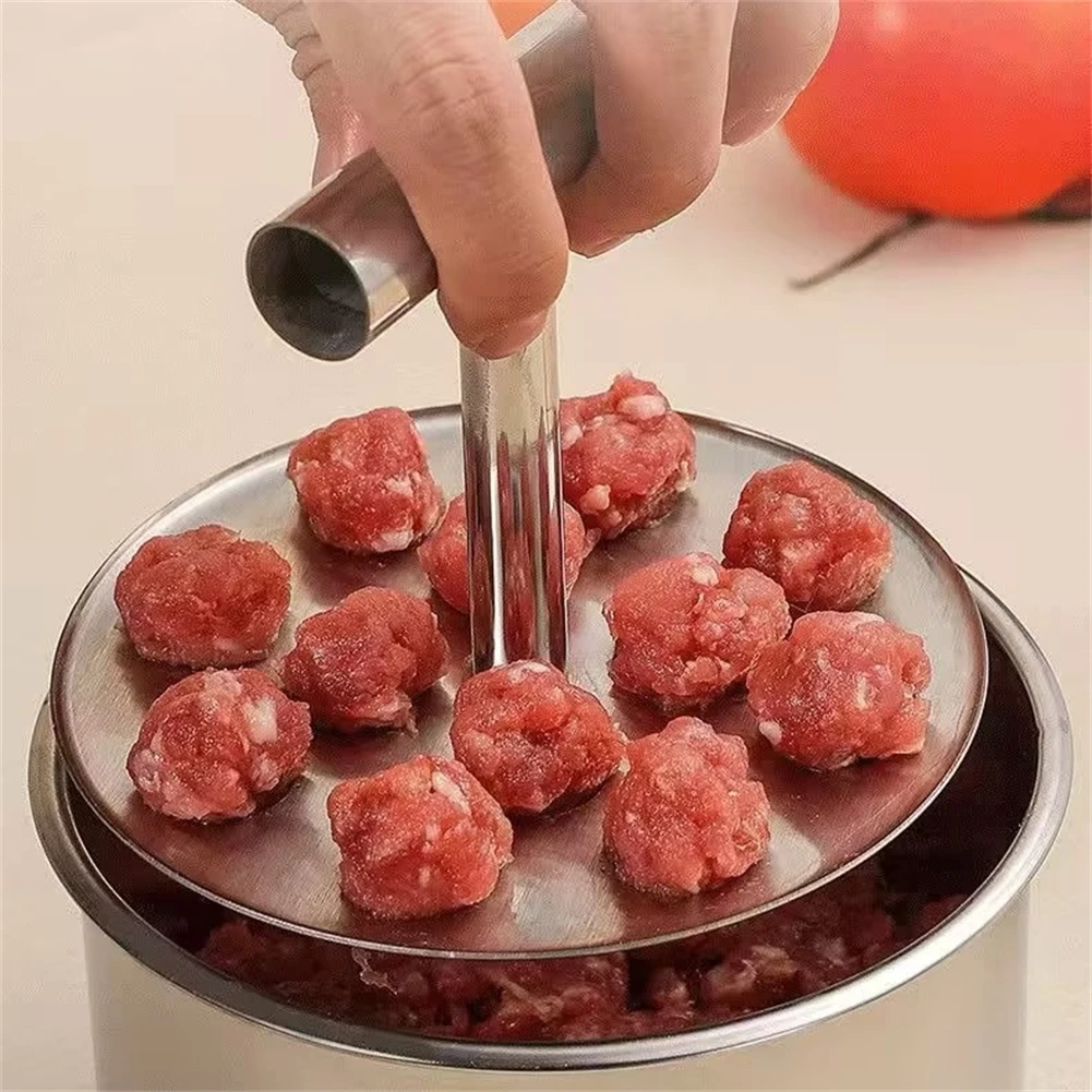 1Pc Stainless Steel Meatball Maker With Ergonomic Handle 6 Or 12 Holes Hand Extruder For Uniform Meat Balls Rice Balls