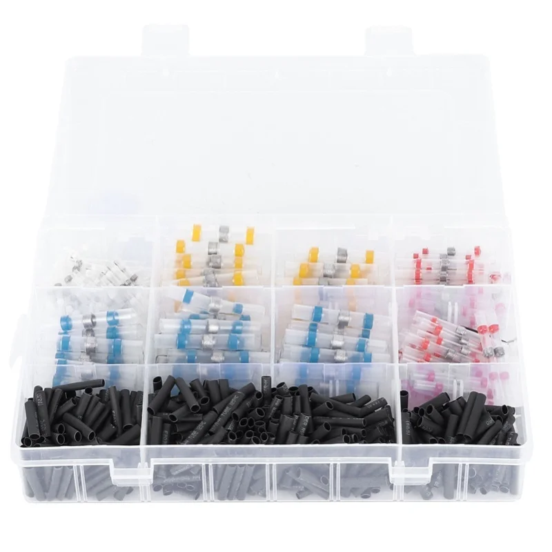 

600 шт. водонепроницаемых термоусадочных полиолефиновых соединителей для проводов с цветными термоусадочными муфтами и паяльными клеммами