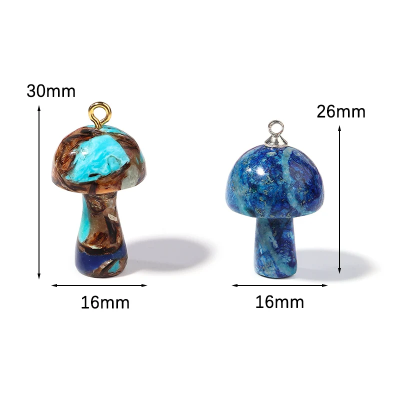 Natural Emperor Stone Mushroom Pendant Cute Mini Statue Charms Crafts With Loop Bracelets Keychain Jewelry Accessories Bulk