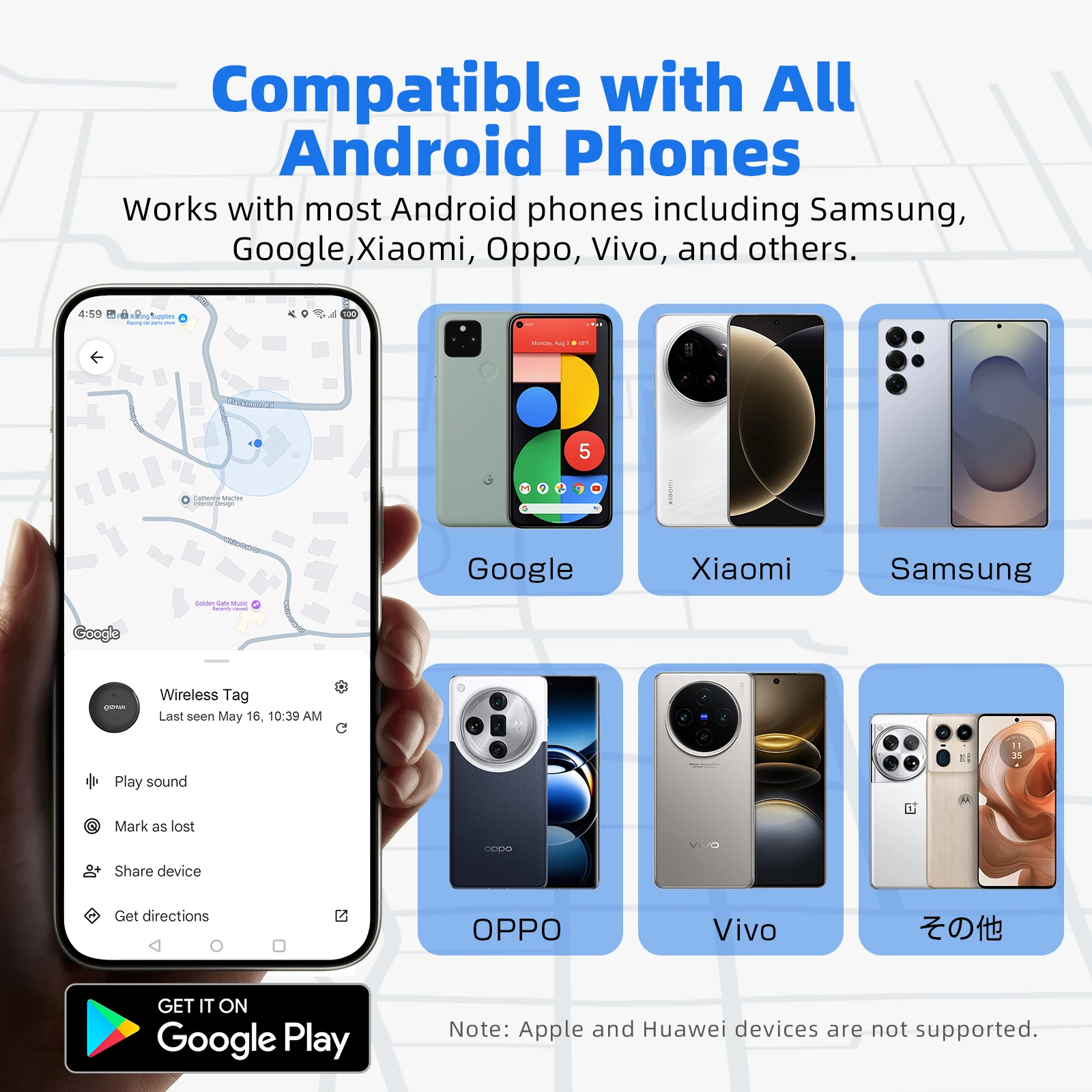 Mini Tracker for only Android Tag Key Finder Bag Lost Tracker Smart Bluetooth airtag tracker work with Google Find My Device