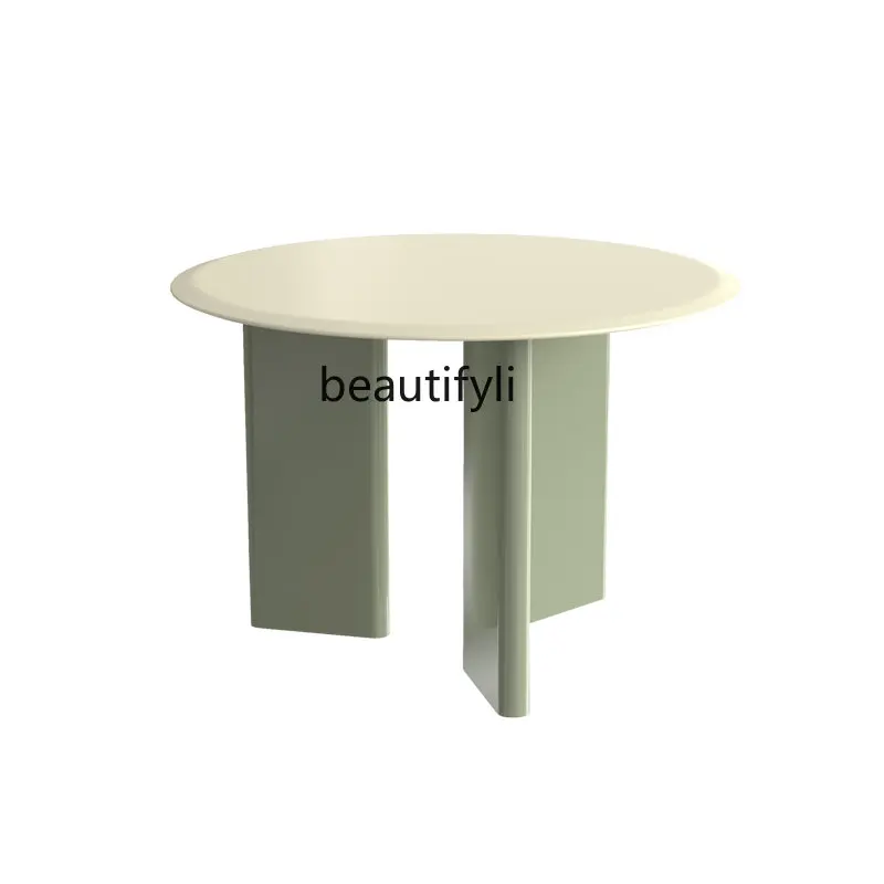 

Nordic Solid Wood Paint Dining Table Small Apartment Home Modern Minimalist Designer Sample Room round Conference Table