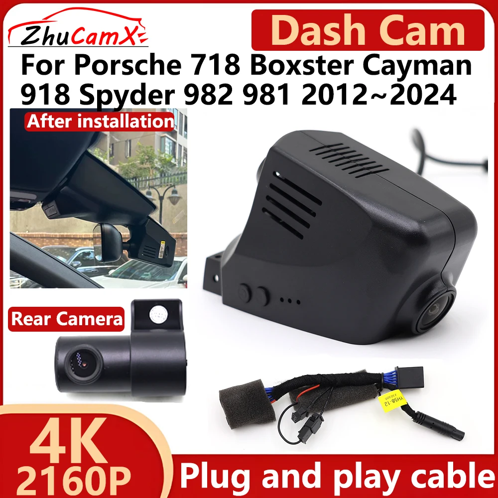 

ZhuCamX For Porsche 718 Boxster Cayman 918 Spyder 982 981 2012~2024 Camera 4K 2160P Full HD 1080P Car DVR Dash Cam Camera